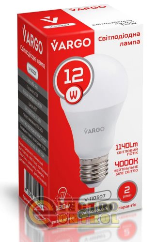 LED лампа VARGO A60 12W E27 1140lm 4000K