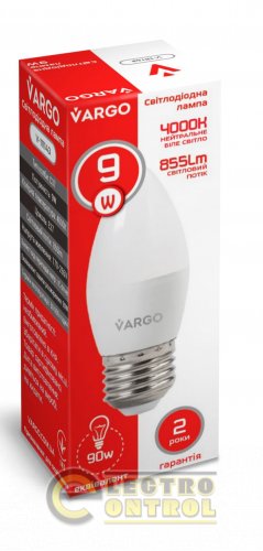 LED лампа VARGO C37 9W E27 855lm 4000K