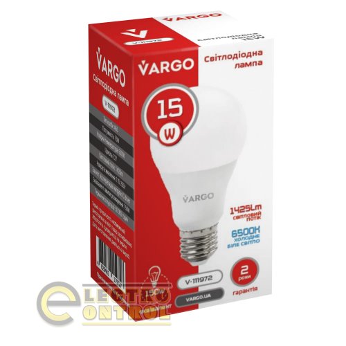 LED лампа VARGO A65 15W E27 1425lm 6000K