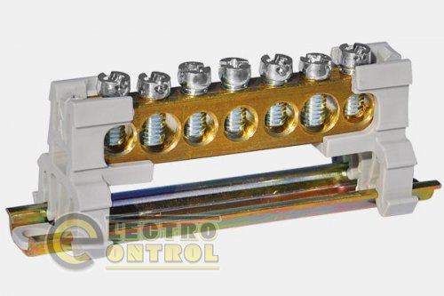 Однополюсный клеммный блок (7х12 / 100А), сечение провода 25-35мм, без крышки,2 / 8 = 10 отверстий