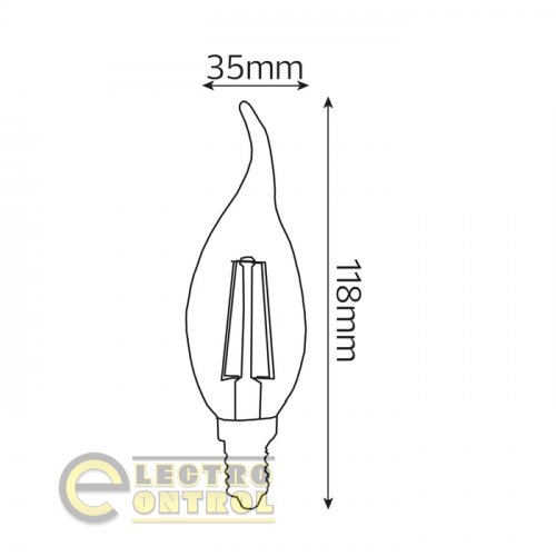 Світлодіодна лампа Horoz FILAMENT FLAME-4 4W Е14 4200К 001-014-0004-030