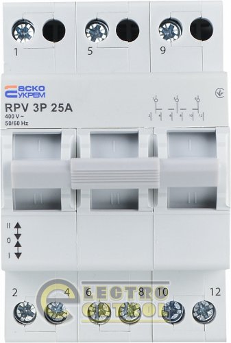 Ручний перемикач вводу АСКО І-0-ІІ RPV 3P 25A A0010220008