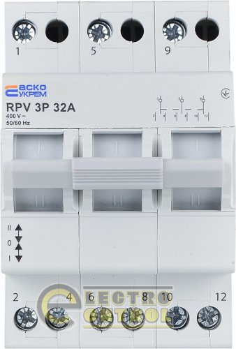 Ручний перемикач вводу АСКО І-0-ІІ RPV 3P 32A A0010220009