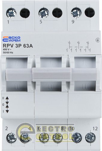 Ручний перемикач вводу АСКО І-0-ІІ RPV 3P 63A A0010220011