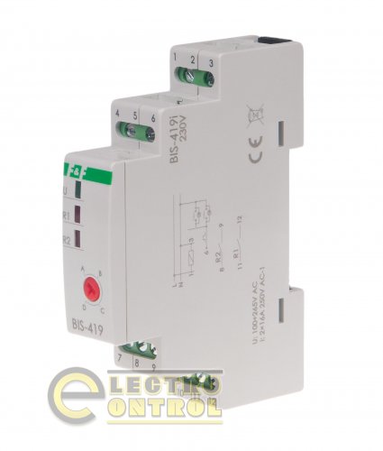 Импульсное бистабильное реле F&F BIS-419-LED 4 функции 230В