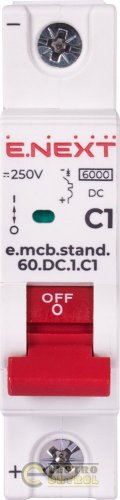 Модульный автоматический выключатель Enext s081001 e.mcb.stand.60.DC.1.C1 1р 1А C 6кА DC