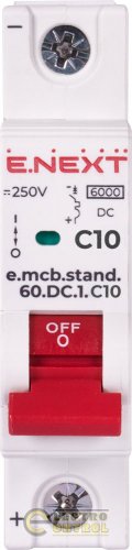 Модульний автоматичний вимикач Enext s081005 e.mcb.stand.60.DC.1.C10 1р 10А C 6кА DC