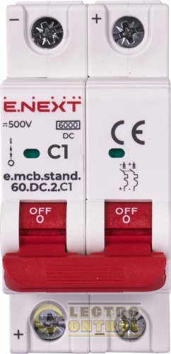Модульний автоматичний вимикач Enext s081013 e.mcb.stand.60.DC.2.C1 2р 1А C 6кА DC
