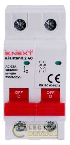 Выключатель нагрузки Enext s082004 на DIN-рейку e.is.stand.2.40 2р 40А