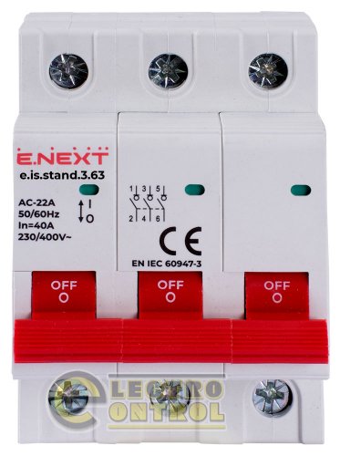 Выключатель нагрузки Enext s082008 на DIN-рейку e.is.stand.3.63 3р 63А