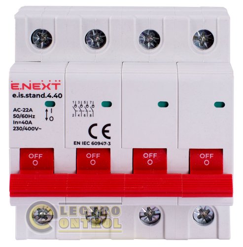 Выключатель нагрузки Enext s082010 на DIN-рейку e.is.stand.4.40 4р 40А