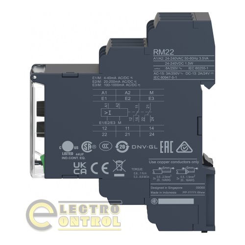 Реле контроля тока Schneider-Electric RM22JA21MR 1A 24/240В