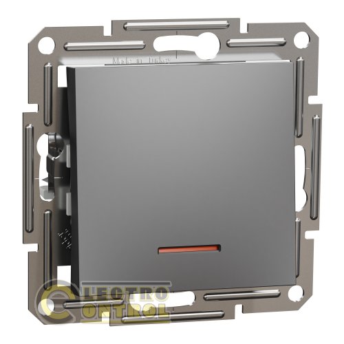 Выключатель Schneider Electric EPH1400171 Asfora одноклавишный с подсветкой антрацит