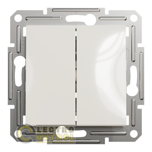 Выключатель Schneider Electric EPH0370123 Asfora двухклавишный кремовый без рамки