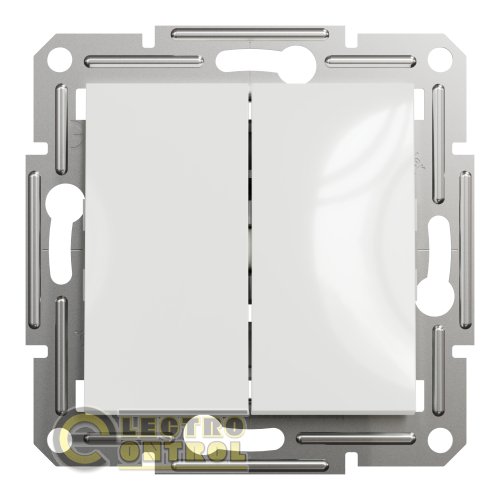 Выключатель Schneider Electric EPH0370121 Asfora двухклавишный белый без рамки