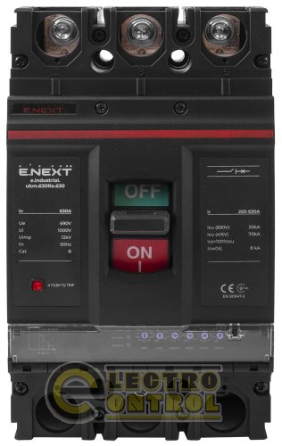 Силовий автоматичний вимикач Enext i0770047 e.industrial.ukm.630Re.630 з електронним розчіплювачем 3р 630А