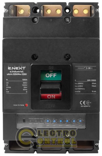 Силовой автоматический выключатель Enext i0770059 e.industrial.ukm.1250Re.1250 с электронным расцепителем 3р 1250А