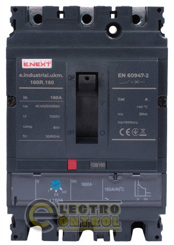 Силовий автоматичний вимикач Enext i091007 e.industrial.ukm.160R.160 з регулюванням 3р 160А