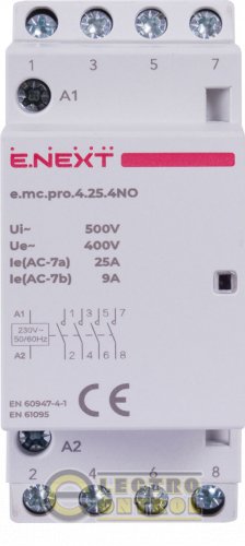 Модульный контактор Enext p005205 e.mc.pro.4.25.4NO 4р 25А 4NO 220В