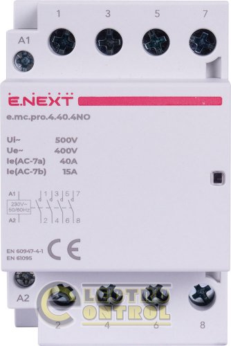Модульний контактор Enext p005207 e.mc.pro.4.40.4NO 4р 40А 4NO 220В
