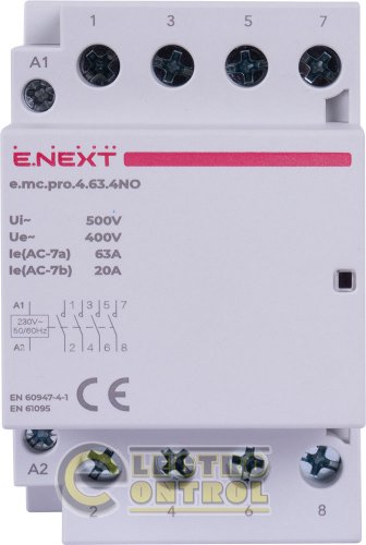 Модульний контактор Enext p005209 e.mc.pro.4.63.4NO 4р 63А 4NO 220В