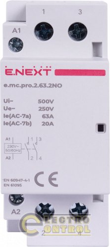Модульный контактор Enext p005218 e.mc.pro.2.63.2NO 2р 63А 2NO 220В