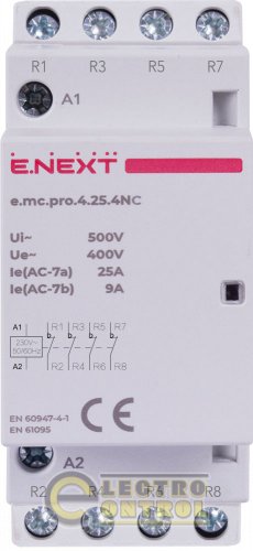 Модульний контактор Enext p005224 e.mc.pro.4.25.4NC 4р 25А 4NC 220В