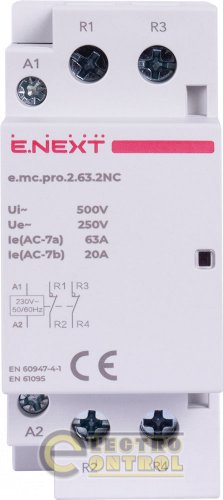 Модульний контактор Enext p005229 e.mc.pro.2.63.2NC 2р 63А 2NC 220В