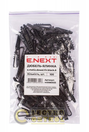 Дюбель - елочка Enext m0080033 6mm для круглого провода e.metiz.dowel.fir.black.6 чёрный 100 шт.