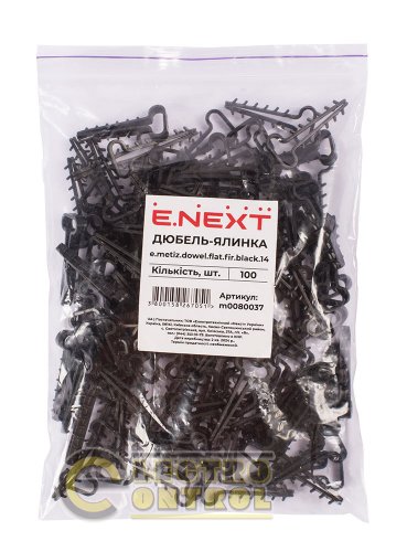 Дюбель - ялинка Enext m0080037 14mm для плоского проводу e.metiz.dowel.flat.fir.black.14 чорний 100 шт.