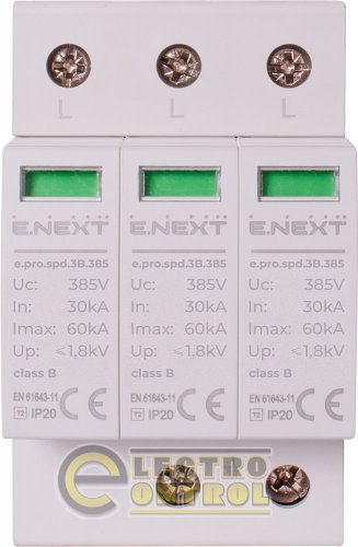 Пристрій для захисту від імпульсних перенапруг Enext p076003 e.pro.spd.3B.385 3P клас В