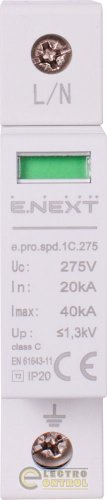 Пристрій для захисту від імпульсних перенапруг Enext p076005 e.pro.spd.1С.275 1P клас С