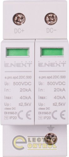 Пристрій для захисту від імпульсних перенапруг Enext p076019 e.pro.spd.2DC.500 2P DC