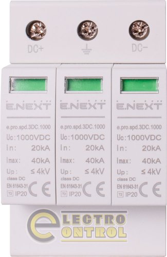 Пристрій для захисту від імпульсних перенапруг Enext p076022 e.pro.spd.3DC.1000 3P DC