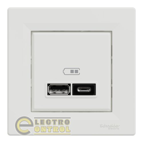 USB розетка Schneider Electric EPH2700321 Asfora тип А+С 2,4 А біла