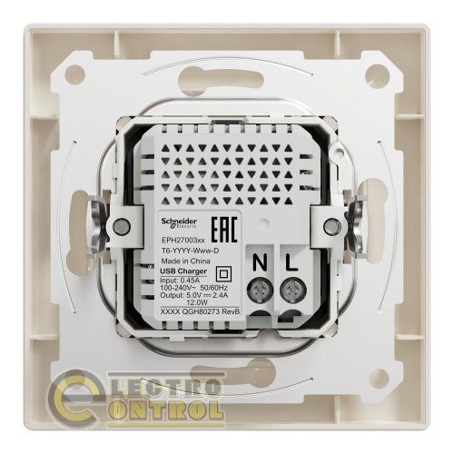 USB розетка Schneider Electric EPH2700323 Asfora тип А+С 2,4 А кремова