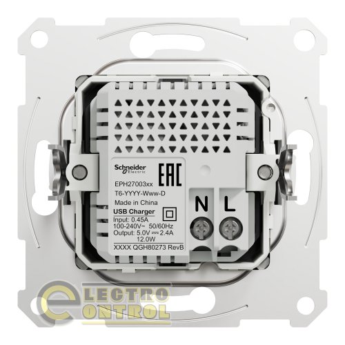 USB розетка Schneider Electric EPH2700361 Asfora тип А+С 2,4 А алюміній