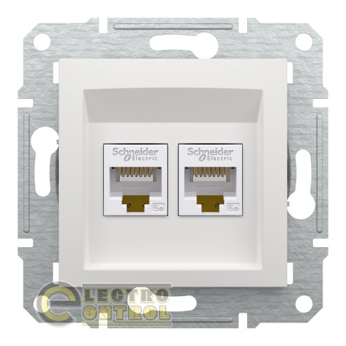 Розетка Schneider Electric EPH4470121 Asfora 2хRJ45 UTP 5E белая без рамки