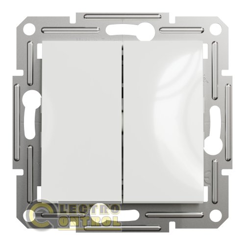 Переключатель Schneider Electric EPH0670121 Asfora двухклавишный белый без рамки