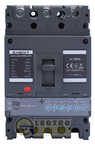 Силовой автоматический выключатель Enext p087003 e.pro.ukm.125Re.100 с электронным расцепителем 3р 100А