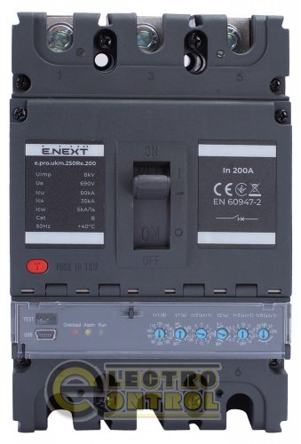 Силовой автоматический выключатель Enext p087007 e.pro.ukm.250Re.200 с электронным расцепителем 3р 200А