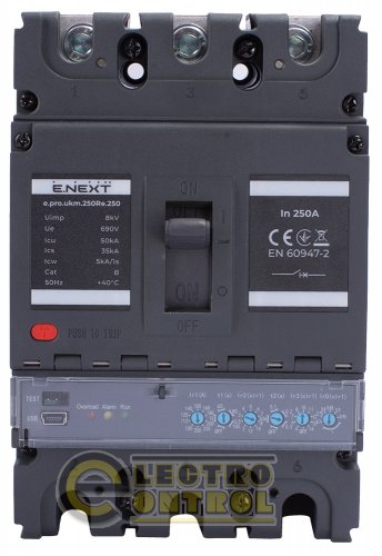 Силовой автоматический выключатель Enext p087008 e.pro.ukm.250Re.250 с электронным расцепителем 3р 250А