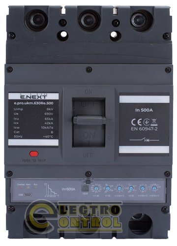 Силовой автоматический выключатель Enext p087011 e.pro.ukm.630Re.500 с электронным расцепителем 3р 500А