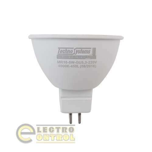 Светодиодная лампа TechnoSystems LED Bulb GOLDEN ALUM 5W TNSy5000047 GU5.3 4000K 450 lm TNSy5000047 MR 180-240V/50-60Hz 120° 30.000 Hrs