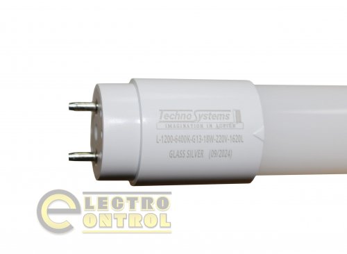 Світлодіодна трубчаcта лампа TechnoSystems  LED L-1200 GLASS SILVER 18w TNSy5000643 T8 180-240V/50-60Hz  30.000 Hrs