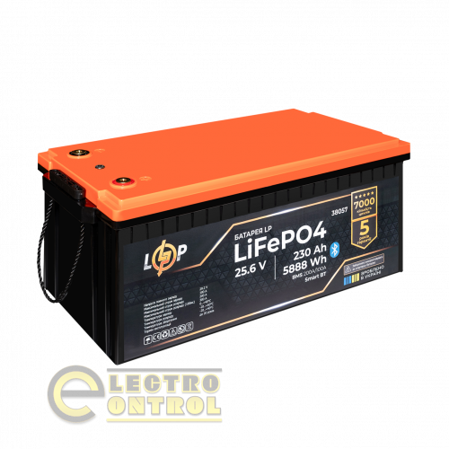 Акумулятор LogicPower LiFePO4 25,6V-230Ah (5888Wh) (BMS 200A/100А) пластик Smart BT
