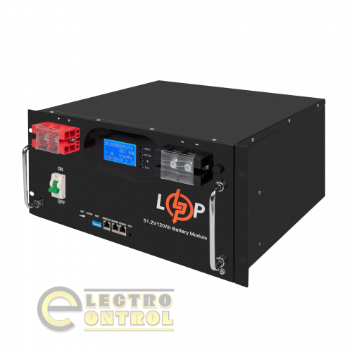 Аккумулятор LogicPower LiFePO4 51,2V-120Ah 6000Wh (Smart BMS 100A) с LCD RM AB RS485/CAN