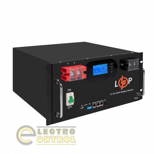 Аккумулятор LogicPower LiFePO4 51,2V-120Ah 6000Wh (Smart BMS 100A) с LCD RM AB RS485/CAN