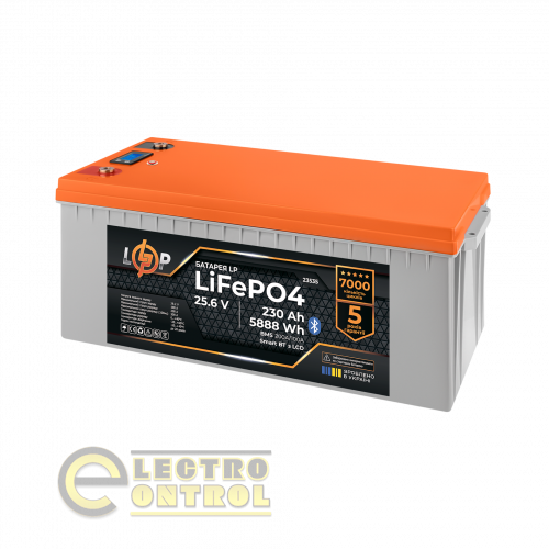 Акумулятор LogicPower LiFePO4 25,6V-230Ah (5888Wh) (BMS 200A/100А) пластик LCD Smart BT