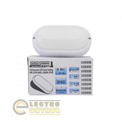 Світильник Technosystems LED 8W Oval Ceiling TNSy5000505 220V 640lm 6500K IP65